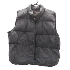 LL Bean Outdoors Black Puffer Vest XXL Tall Goose Down Snap Button Gorpcore USED